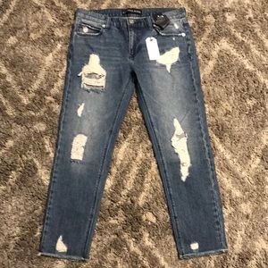 Express Jeans Distressed Girfriend Crop Denim Sz 4